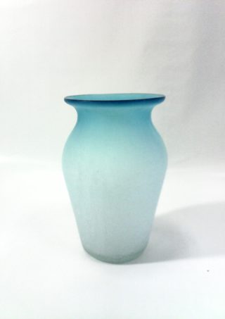 Sky Blue Hand Blown Crackle Glass Vase