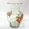7" Transparent Hand Blown Glass Vase w/ Hand Painted Flowers