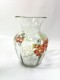 7" Transparent Hand Blown Glass Vase w/ Hand Painted Flowers