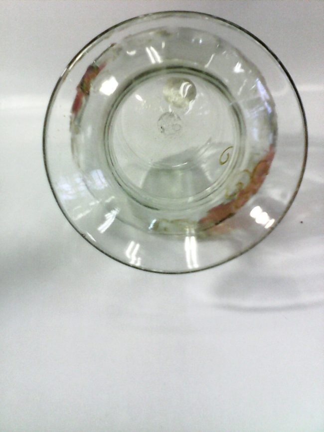 7" Transparent Hand Blown Glass Vase w/ Hand Painted Flowers - Image 3