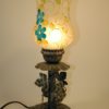 Hand Blown Crackle Glass Turquoise Flowers Table Lamp 12.5" Tall - Image 4