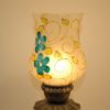 Hand Blown Crackle Glass Turquoise Flowers Table Lamp 12.5" Tall - Image 5