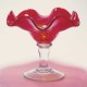 Set of 2 Red Hand Blown Glass Candy Dish