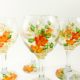 Set of 4 Turkish Wine Glasses 7 1/4 Oz With Hand Painted Orange Flowers