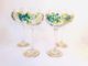 Set of 4 Turkish 17 Oz. Wine Glasses With Hand Painted Turquoise Flowers - Item No GW405