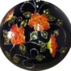 15" Black Hand Blown Glass Vase With Orange Flowers - Image 2