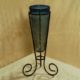 Wrought Iron and Light Blue Hand Blown Glass Vase