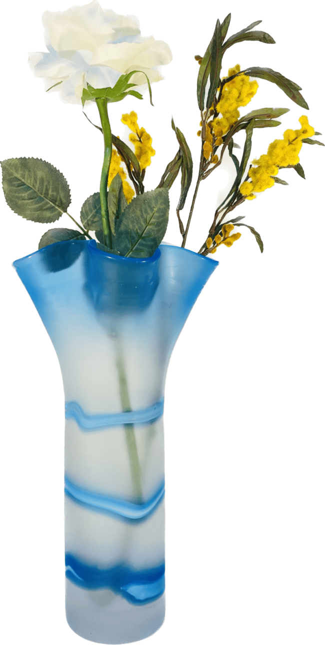 Clear - Royal Blue Hand Blown Glass Vase, Item No.V188 - Image 2