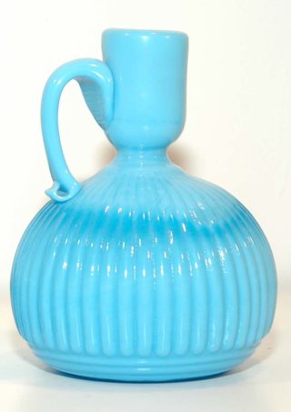 Small Baby Blue Hand Blown Glass Candle Holder