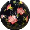 Black Hand Blown Glass Vase with Pink Flowers - Image 2