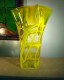 Crackle Yellow and Clear Hand Blown Glass Vase, Item No RV012