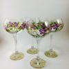 Set of 4 Turkish 17 Oz. Wine Glasses With Hand Painted Purple Flowers - Image 2