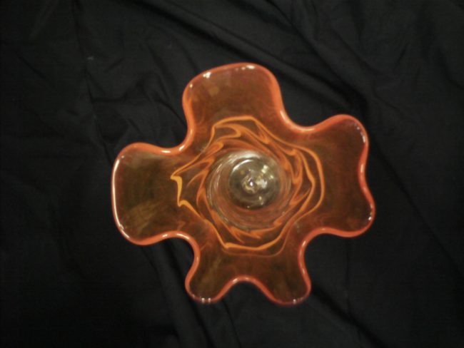 Orange and Clear Hand Blown Crackle Glass Vase, Item No RV017 - Image 2