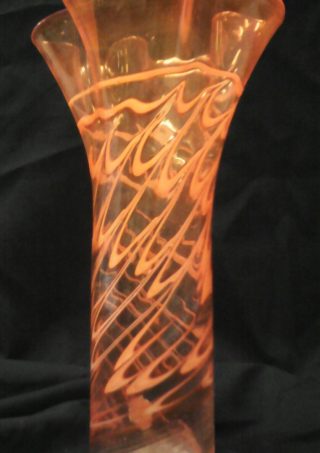 Orange and Clear Hand Blown Crackle Glass Vase, Item No RV017