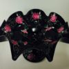 Hand Blown Glass Large Dish, Centerpiece and Pink Hand Painted Flowers - Image 3