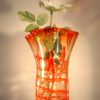 Crackle Orange and Clear Hand Blown Glass Vase, Item No. RV016