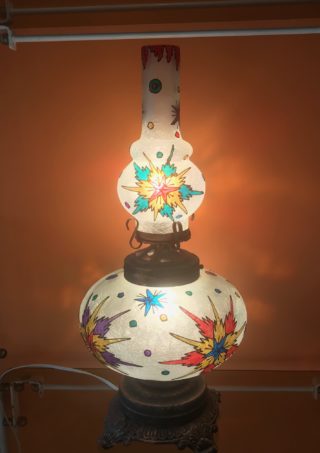 Lantern Hand Blown Crackle Glass Table Lamp 22" Tall