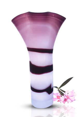 Opaque Purple-White Hand Blown Glass Vase,Item No RV019