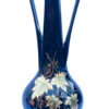 Black Hand Blown Glass Vase, Abstract Gold and Green  Hand-painted Grape Leafs Design. Item No.V180