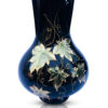 Black Hand Blown Glass Vase, Abstract Gold and Green  Hand-painted Grape Leafs Design. Item No.V180 - Image 2