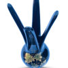 Black Hand Blown Glass Vase, Abstract Gold and Green  Hand-painted Grape Leafs Design. Item No.V180 - Image 4
