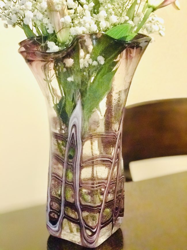 Crackle Purple and Clear Hand Blown Glass Vase Item No. RV013 - Image 3