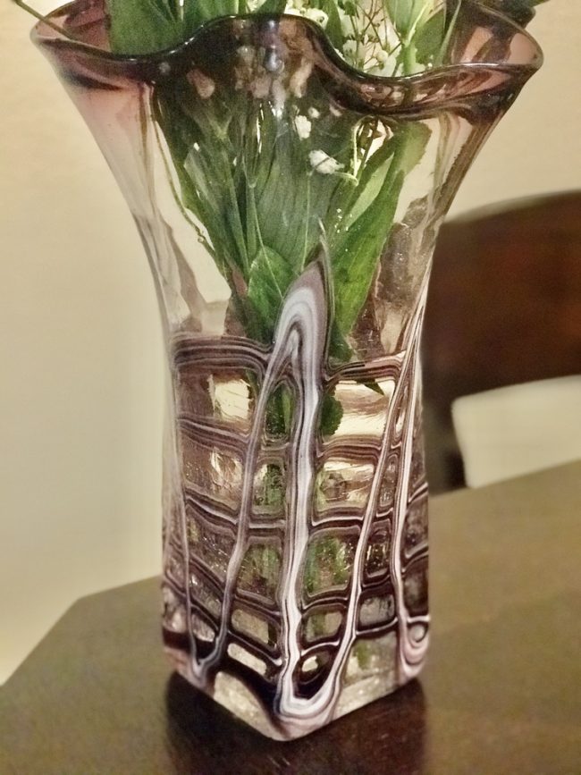 Crackle Purple and Clear Hand Blown Glass Vase Item No. RV013 - Image 2