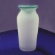 Set of 3 Emerald Green and White Small Hand Blown  Crackle Glass Vase