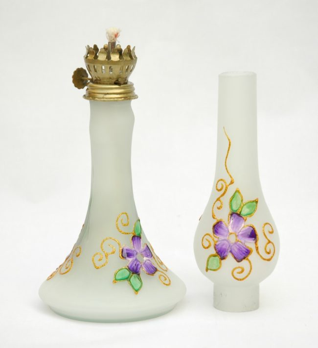 Hand Blown Glass, Purple Hand Painted Opaque Finish  Oil Lamp, Item No. OL103 - Image 2