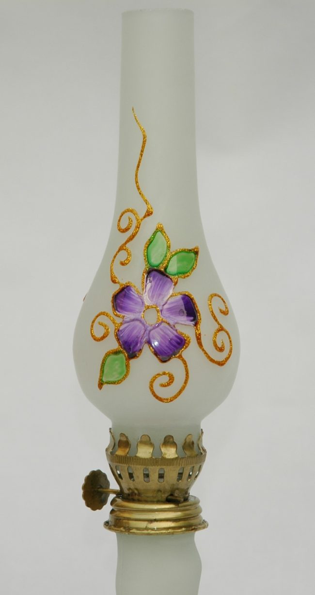 Hand Blown Glass, Purple Hand Painted Opaque Finish  Oil Lamp, Item No. OL103 - Image 3