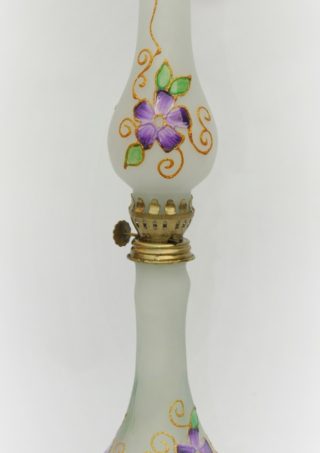 Hand Blown Glass, Purple Hand Painted Opaque Finish  Oil Lamp, Item No. OL103
