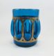 Wrought Rustic Iron and Blue Hand Blown Glass Vase or Candle Holder
