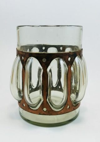 Wrought Rustic Iron and Hand Blown Glass Vase or Candle Holder