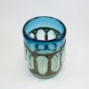 Wrought Rustic Iron and Light Blue Hand Blown Glass Vase or Candle Holder - Image 2