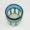 Wrought Rustic Iron and Light Blue Hand Blown Glass Vase or Candle Holder - Image 3