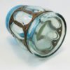 Wrought Rustic Iron and Light Blue Hand Blown Glass Vase or Candle Holder - Image 4