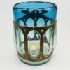Wrought Rustic Iron and Light Blue Hand Blown Glass Vase or Candle Holder - Image 5