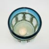 Wrought Rustic Iron and Light Blue Hand Blown Glass Vase or Candle Holder - Image 6