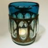 Wrought Rustic Iron and Light Blue Hand Blown Glass Vase or Candle Holder - Image 7
