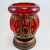 Wrought Rustic Iron and Ruby Red Hand Blown Glass Candle Holder - Image 6