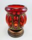 Wrought Rustic Iron and Ruby Red Hand Blown Glass Candle Holder