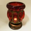 Wrought Rustic Iron and Ruby Red Hand Blown Glass Candle Holder - Image 2