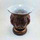 Wrought Rustic Iron, Purple and White Hand Blown Glass Candle Holder