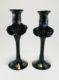 Set of 2 Hand Blown Glass Candle Holder, Hand Painted Item No G049