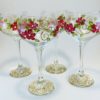 Set of 4 Turkish 17 Oz. Wine Glasses With Hand Painted Red Flowers - Image 2