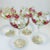 Set of 4 Turkish 17 Oz. Wine Glasses With Hand Painted Red Flowers - Image 3
