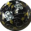 Black Hand Blown Glass Vase,Hand Painted White Flowers - Image 2