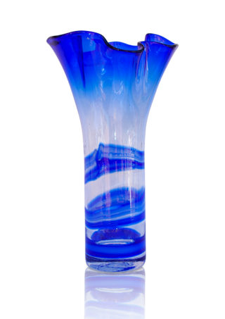 Clear - Royal Blue Hand Blown Glass Vase, Item No.V183