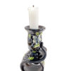 Set of 2 Hand Blown Glass Candle Holder, Hand Painted, White Flowers Item No G046 - Image 2