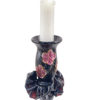Set of 2 Hand Blown Glass Candle Holder, Hand Painted Pink Flowers Item No G052 - Image 2